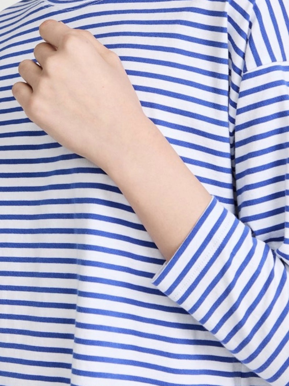 AYR French Fry Cotton 3/4 Sleeve Striped Tee Medium Blue and White
